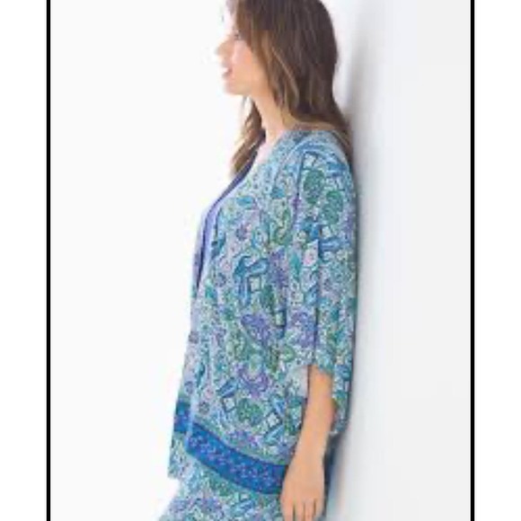 Soma Kimono Pajama Wrap Folklore Royal Blue Stretch Soft Large - Picture 2 of 8